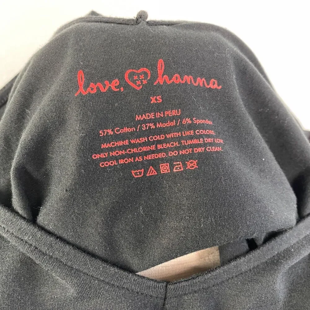 Love Hannah Women Black Dress XS Knit Deep V-Neck Short Cap Sleeves Pockets